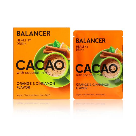 Какао Balancer на кокосовом молоке со вкусом «Апельсин и корица», 5 шт.